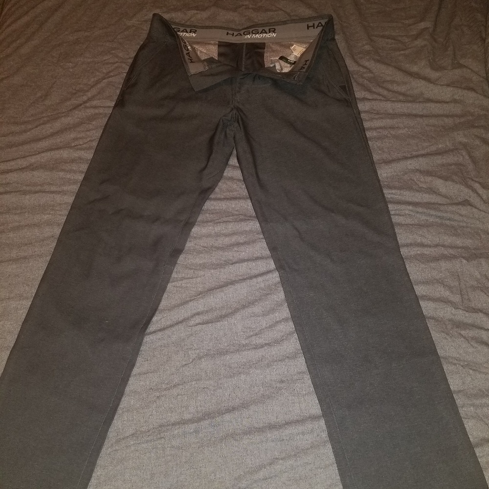 Haggar in motion men's slacks gray 34x34